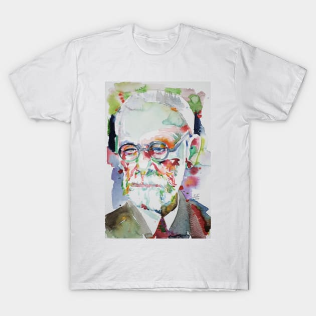 SIGMUND FREUD - watercolor portrait .6 T-Shirt by lautir